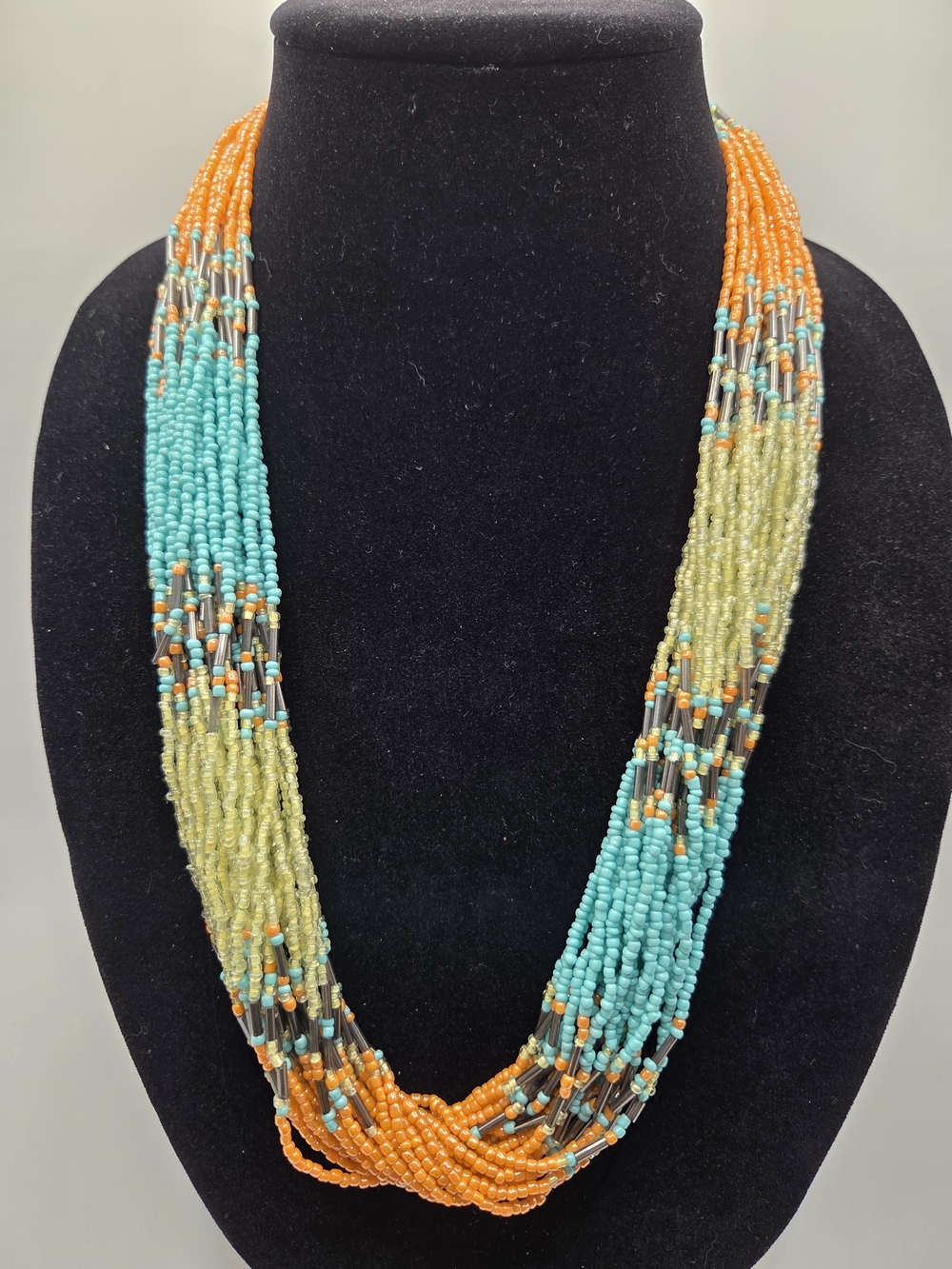 1711. Multi-Color Seed Bead Layered Necklace